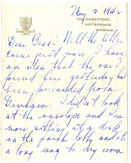 Letter from Harry S. Truman to Bess W. Truman