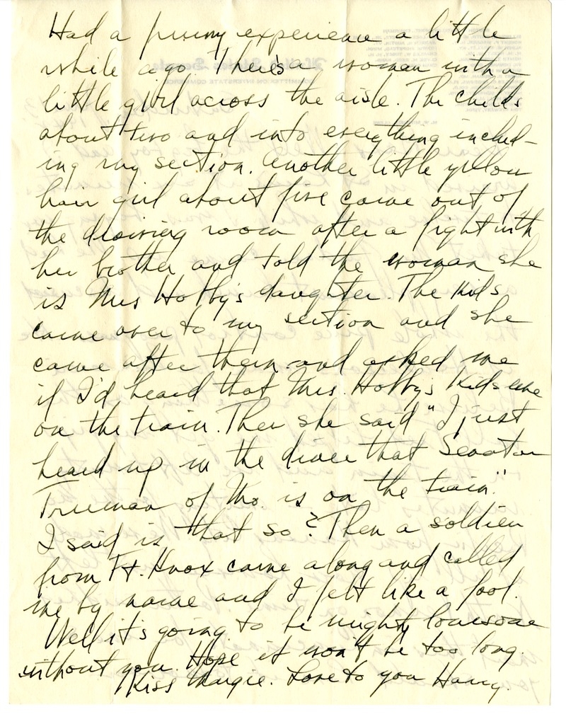 Letter from Harry S. Truman to Bess W. Truman