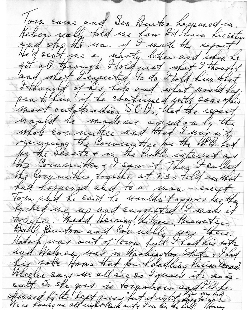 Letter from Harry S. Truman to Bess W. Truman