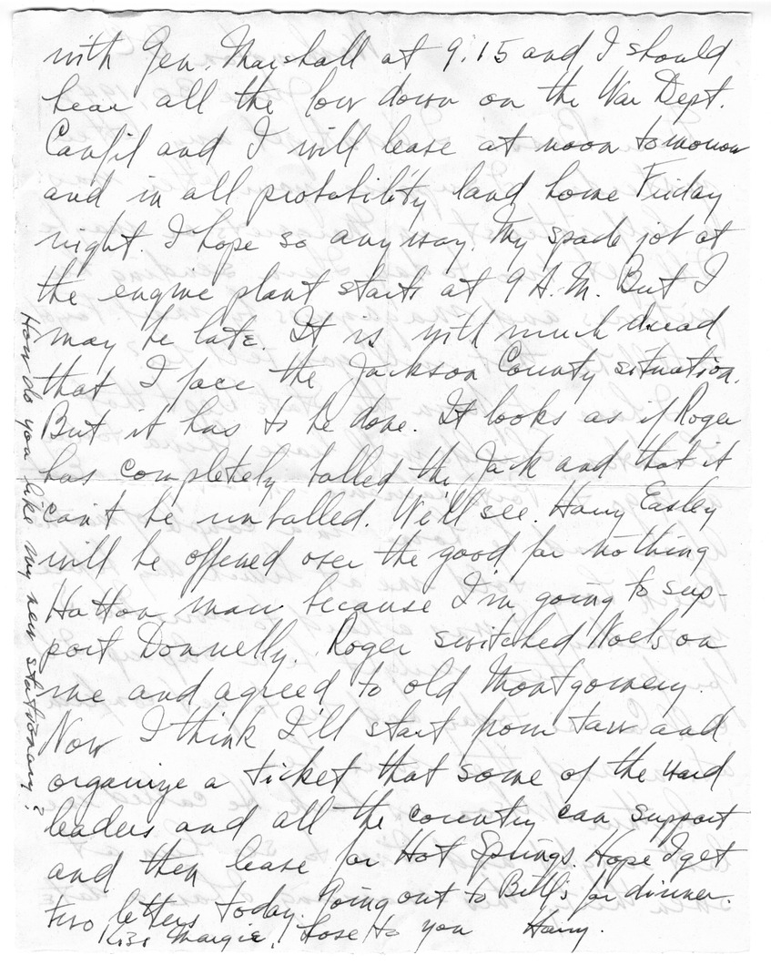 Letter from Harry S. Truman to Bess W. Truman