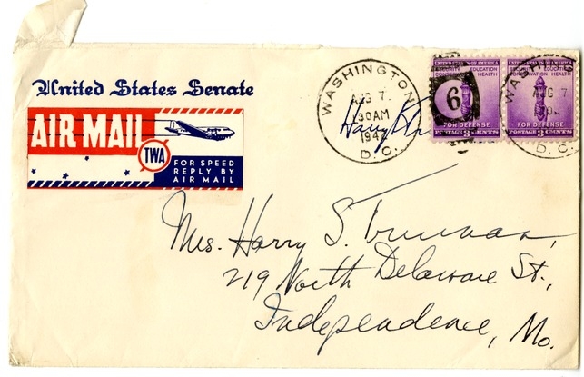 Letter from Harry S. Truman to Bess W. Truman