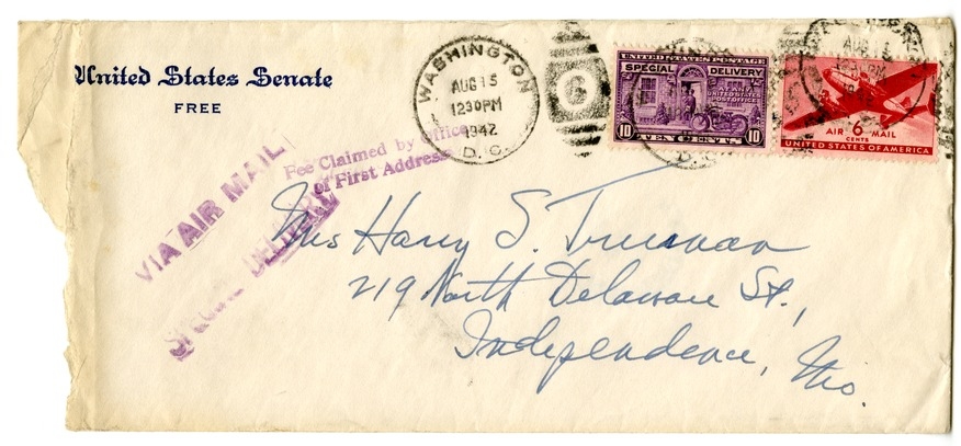 Letter from Harry S. Truman to Bess W. Truman