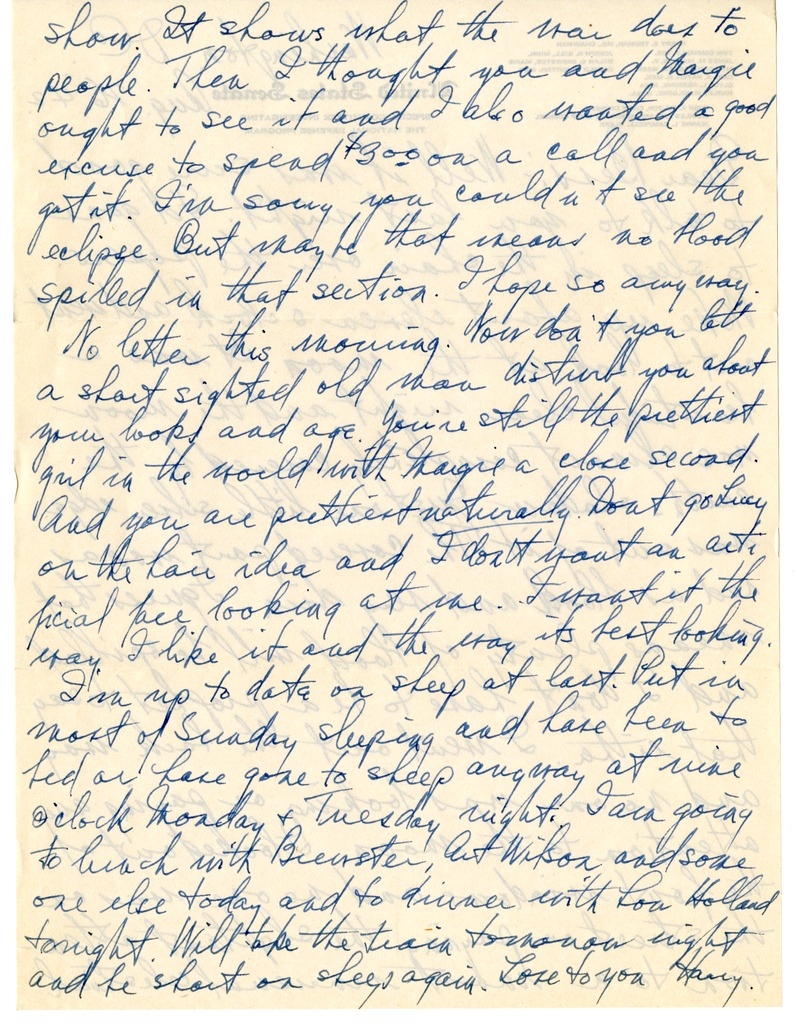 Letter from Harry S. Truman to Bess W. Truman