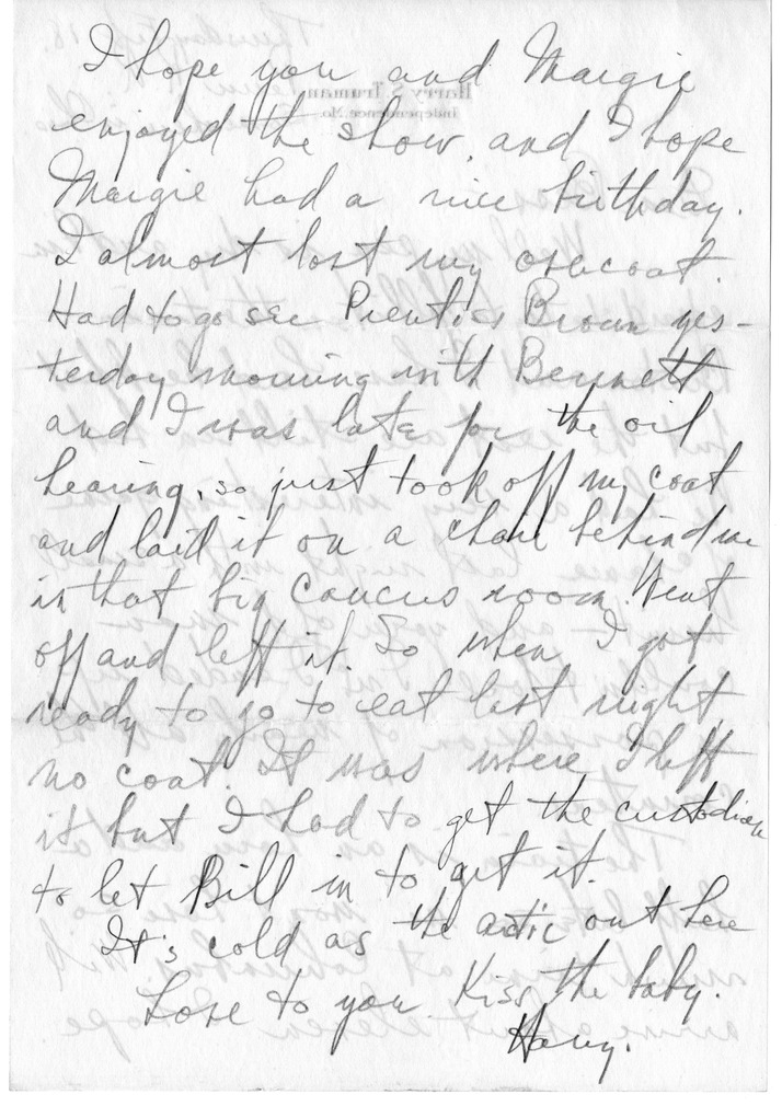 Letter from Harry S. Truman to Bess W. Truman