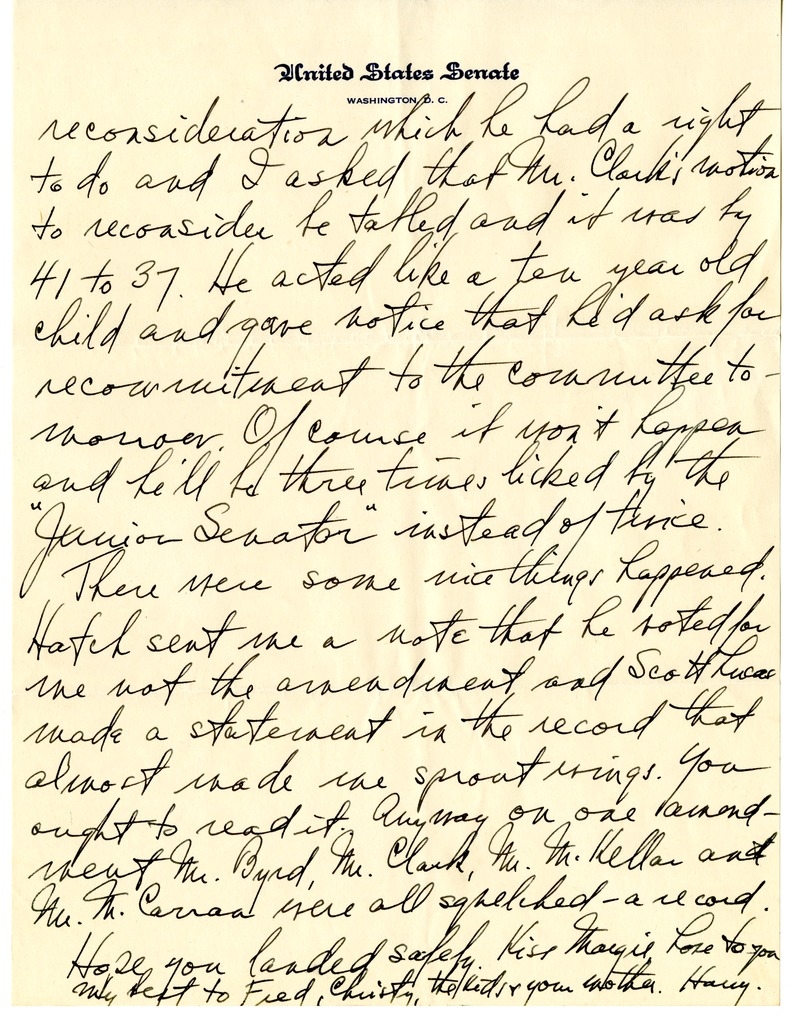 Letter from Harry S. Truman to Bess W. Truman