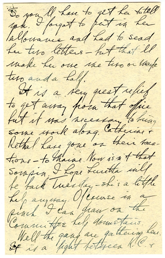 Letter from Harry S. Truman to Bess W. Truman