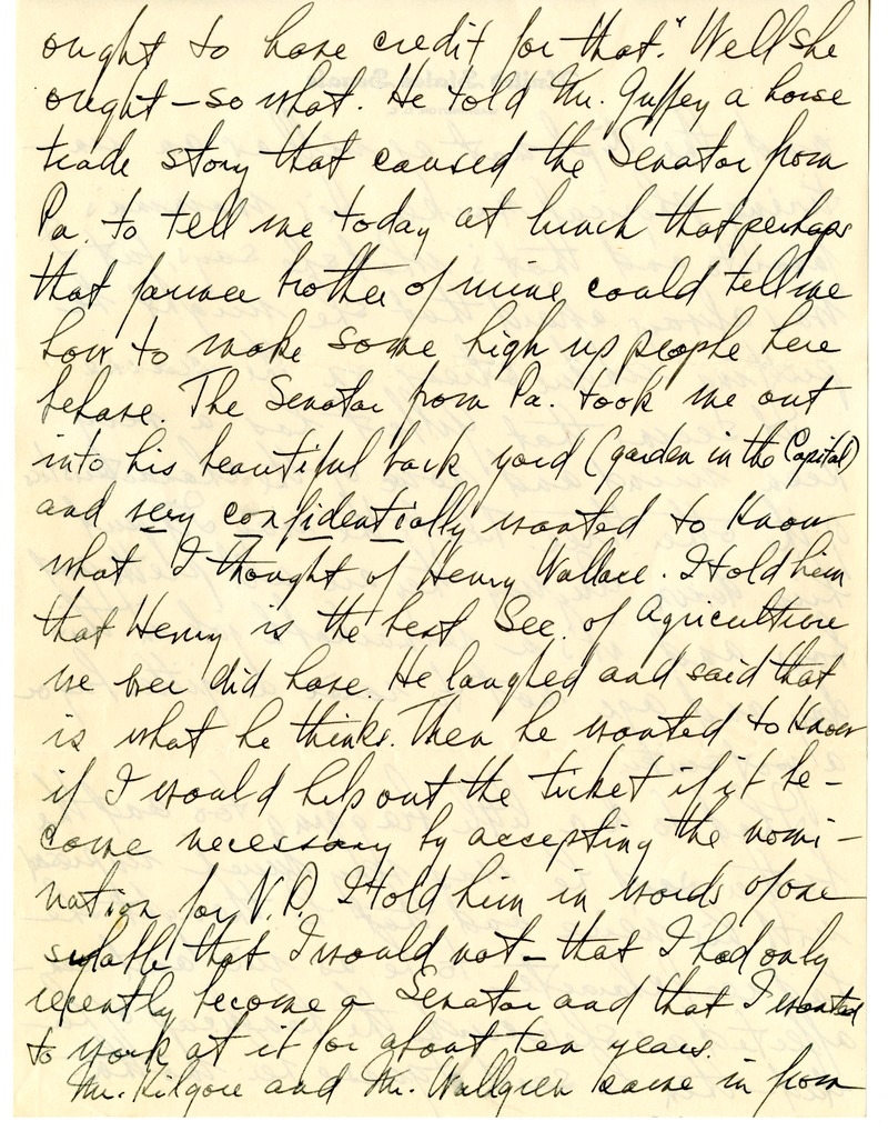 Letter from Harry S. Truman to Bess W. Truman