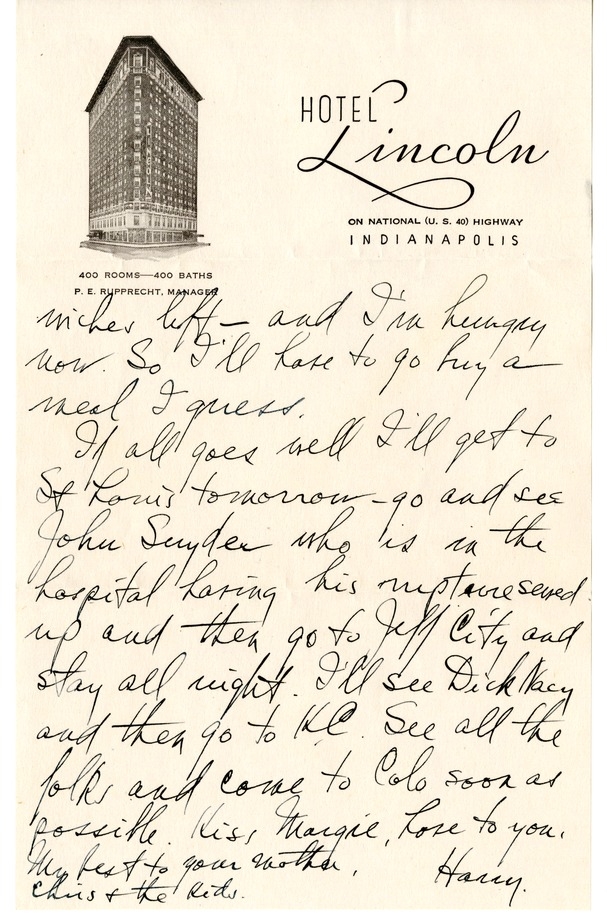 Letter from Harry S. Truman to Bess W. Truman