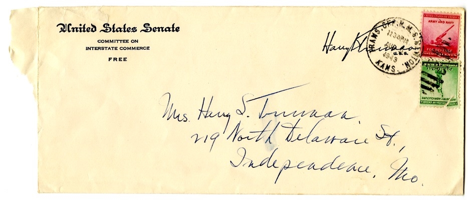 Letter from Harry S. Truman to Bess W. Truman