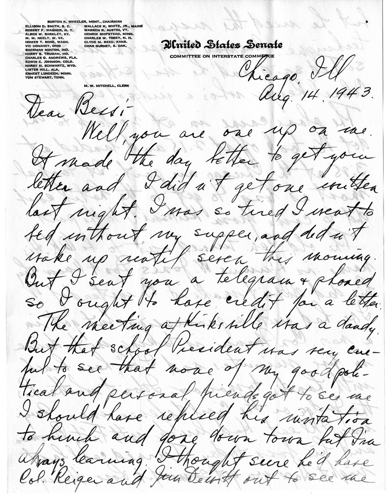 Letter from Harry S. Truman to Bess W. Truman