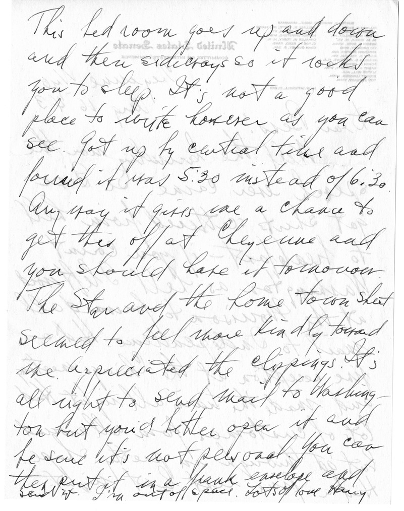 Letter from Harry S. Truman to Bess W. Truman