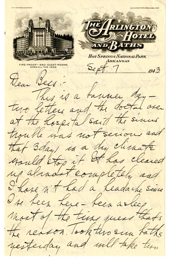 Letter from Harry S. Truman to Bess W. Truman