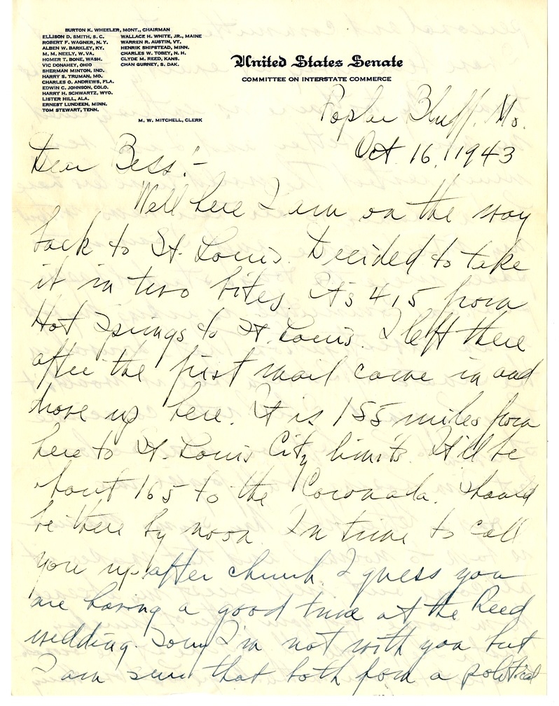 Letter from Harry S. Truman to Bess W. Truman