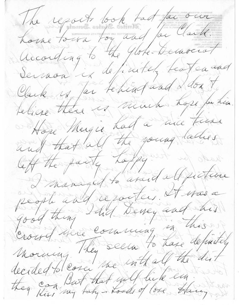 Letter from Harry S. Truman to Bess W. Truman