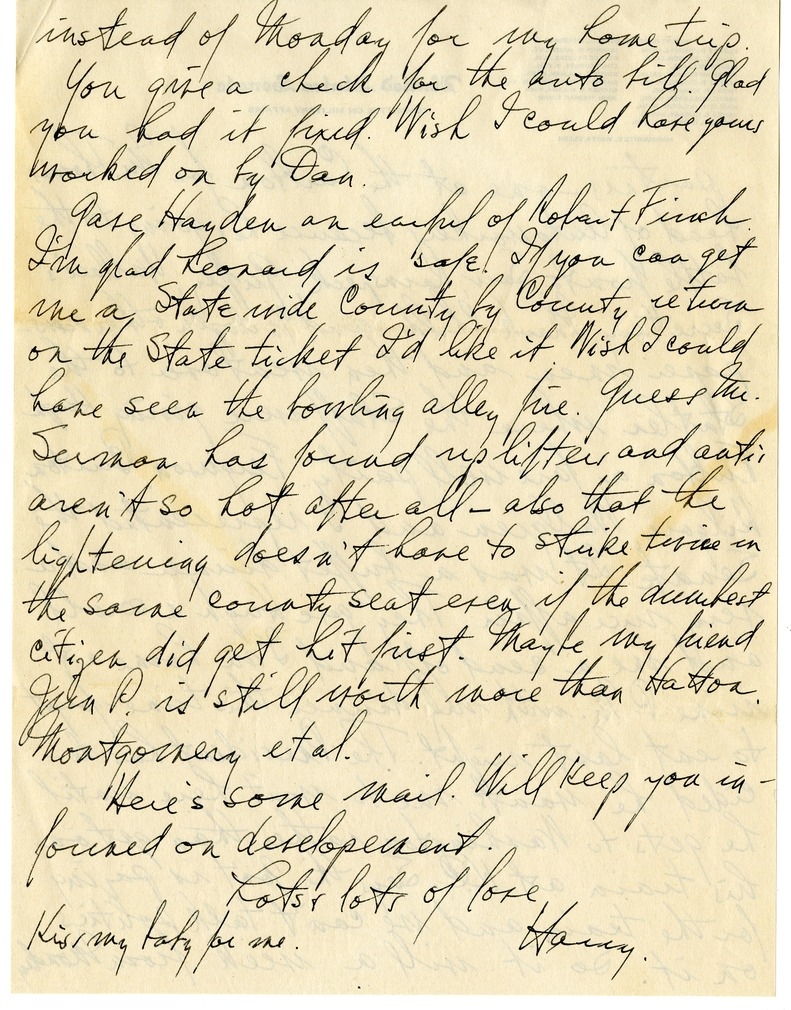 Letter from Harry S. Truman to Bess W. Truman