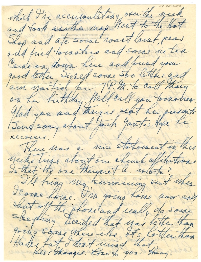 Letter from Harry S. Truman to Bess W. Truman