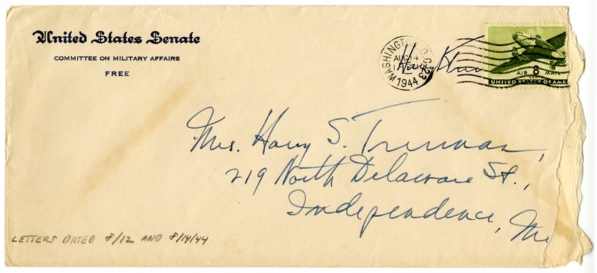 Letter from Harry S. Truman to Bess W. Truman