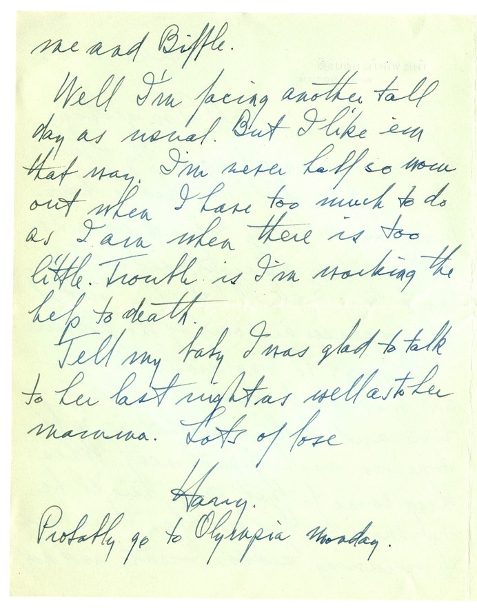 Letter from Harry S. Truman to Bess W. Truman