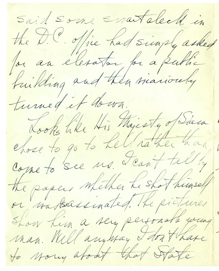 Letter from Harry S. Truman to Bess W. Truman