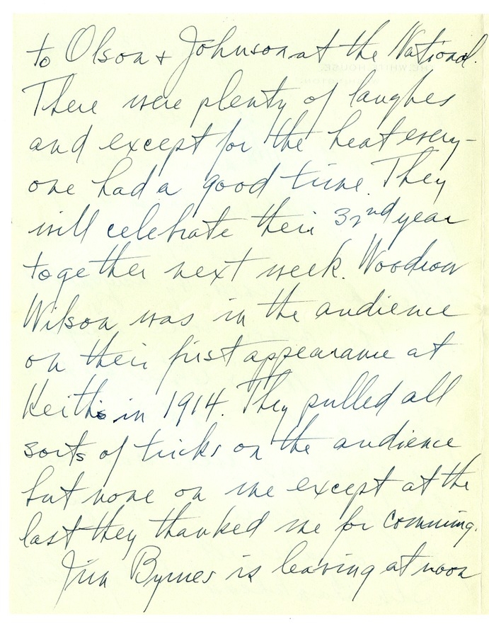 Letter from Harry S. Truman to Bess W. Truman