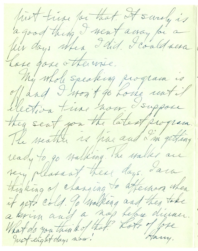 Letter from Harry S. Truman to Bess W. Truman