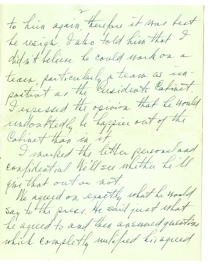 Letter from Harry S. Truman to Bess W. Truman