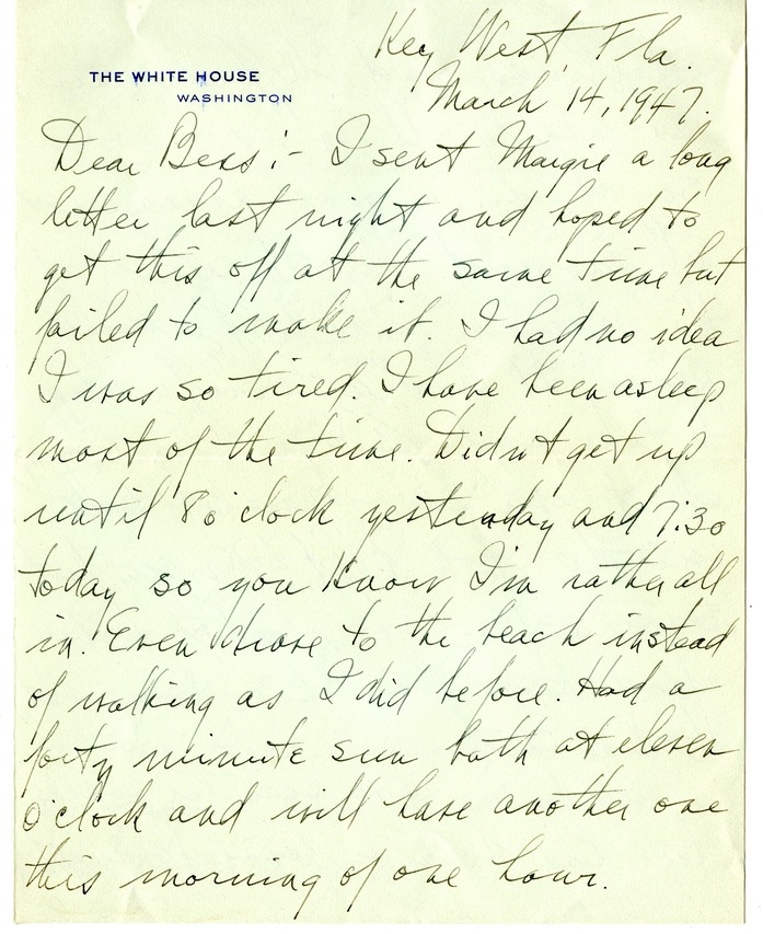 Letter from Harry S. Truman to Bess W. Truman