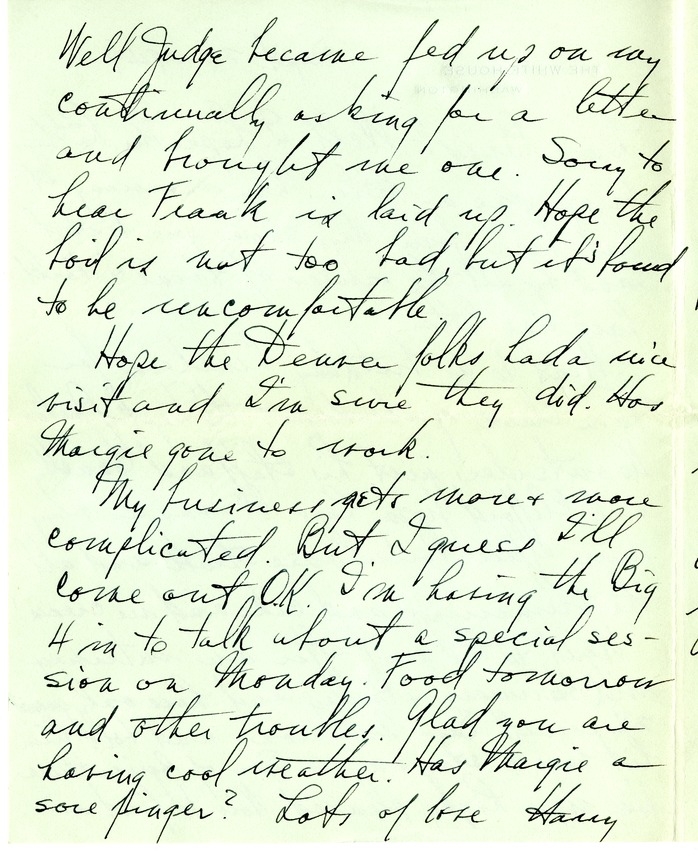 Letter from Harry S. Truman to Bess W. Truman