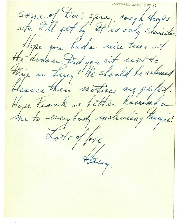 Letter from Harry S. Truman to Bess W. Truman