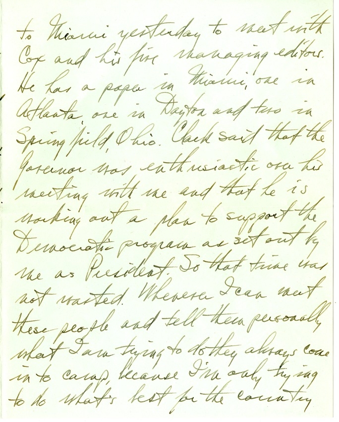 Letter from Harry S. Truman to Bess W. Truman