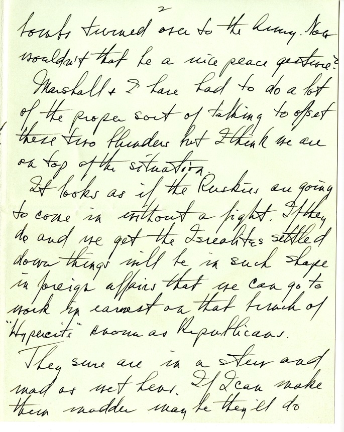 Letter from Harry S. Truman to Bess W. Truman