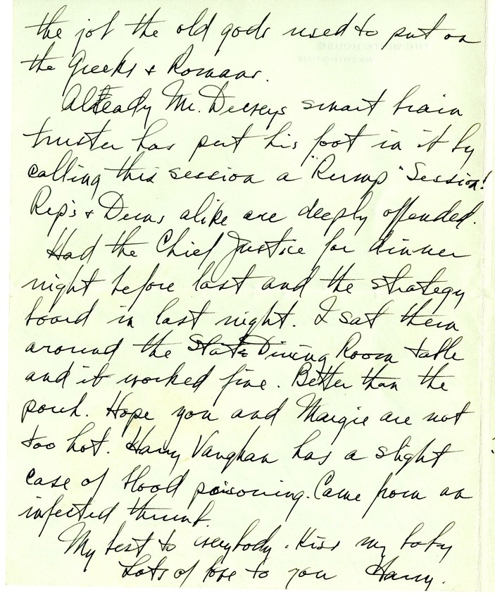 Letter from Harry S. Truman to Bess W. Truman