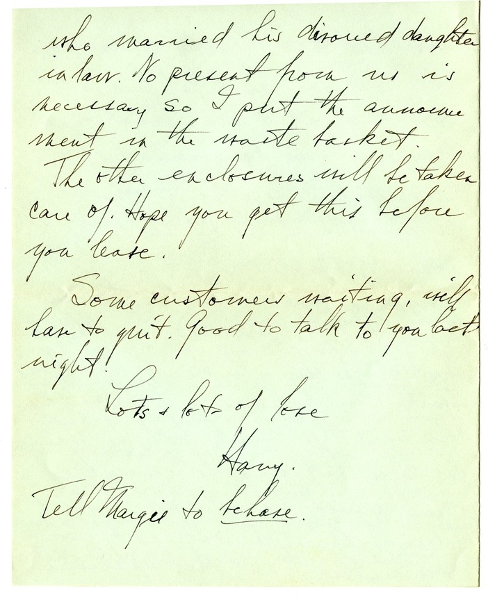 Letter from Harry S. Truman to Bess W. Truman