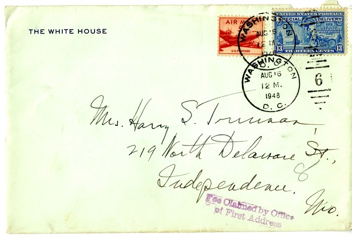 Letter from Harry S. Truman to Bess W. Truman