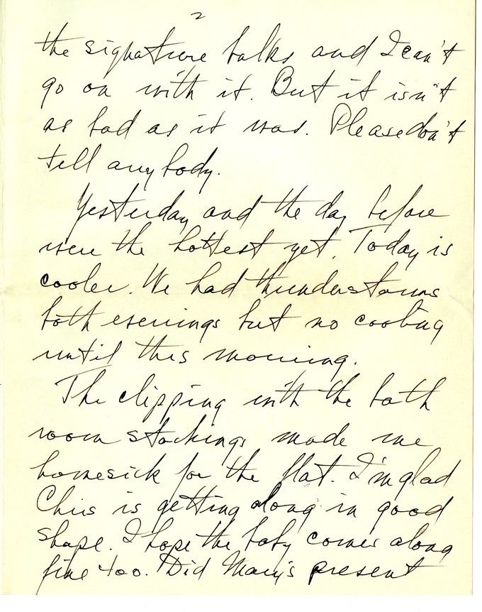 Letter from Harry S. Truman to Bess W. Truman