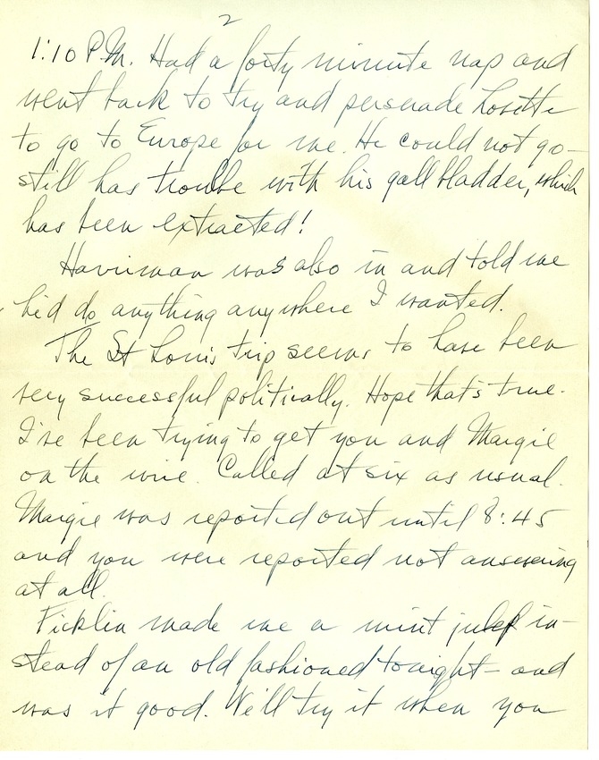 Letter from Harry S. Truman to Bess W. Truman