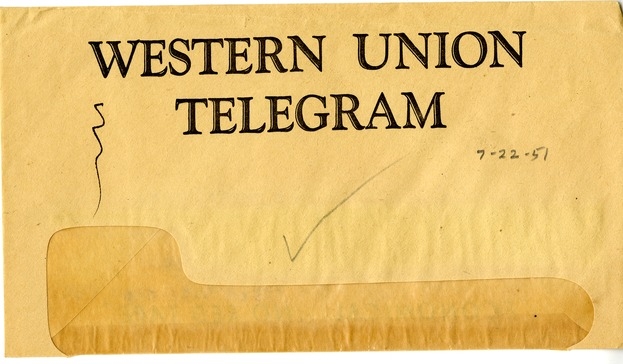 Telegram from Harry S. Truman to Bess W. Truman