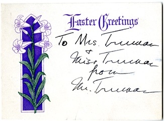 Card from Harry S. Truman to Bess W. Truman and Margaret Truman