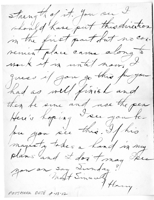 Letter from Harry S. Truman to Bess Wallace