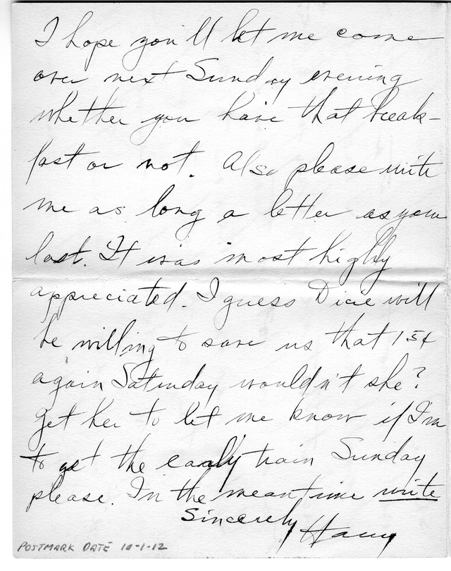 Letter from Harry S. Truman to Bess Wallace