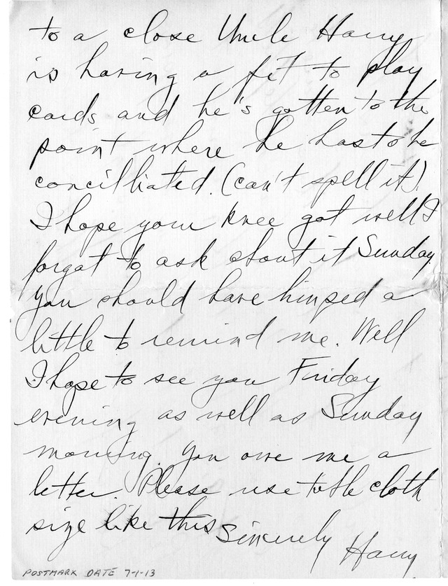 Letter from Harry S. Truman to Bess Wallace