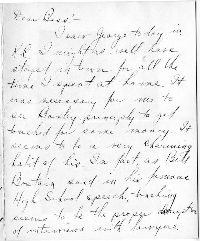 Letter from Harry S. Truman to Bess Wallace