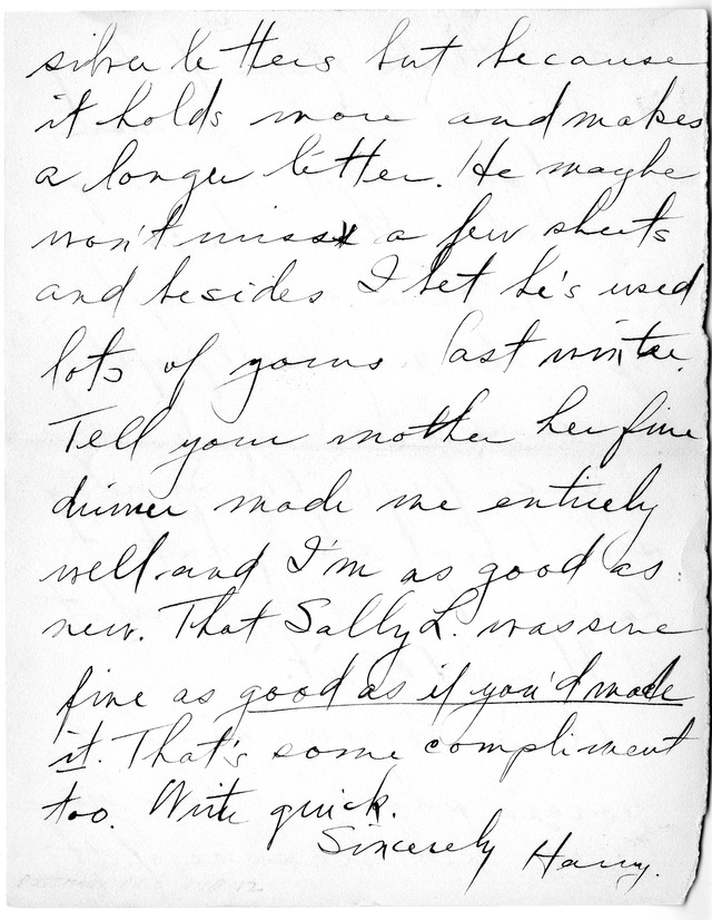 Letter from Harry S. Truman to Bess Wallace