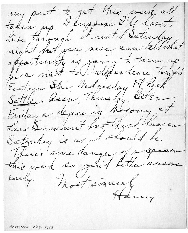 Letter from Harry S. Truman to Bess Wallace