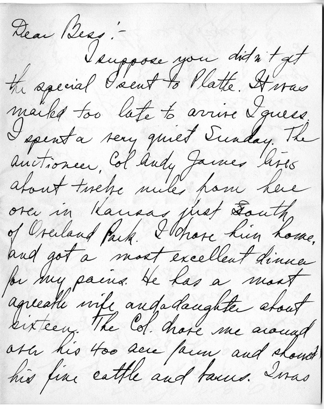 Letter from Harry S. Truman to Bess Wallace