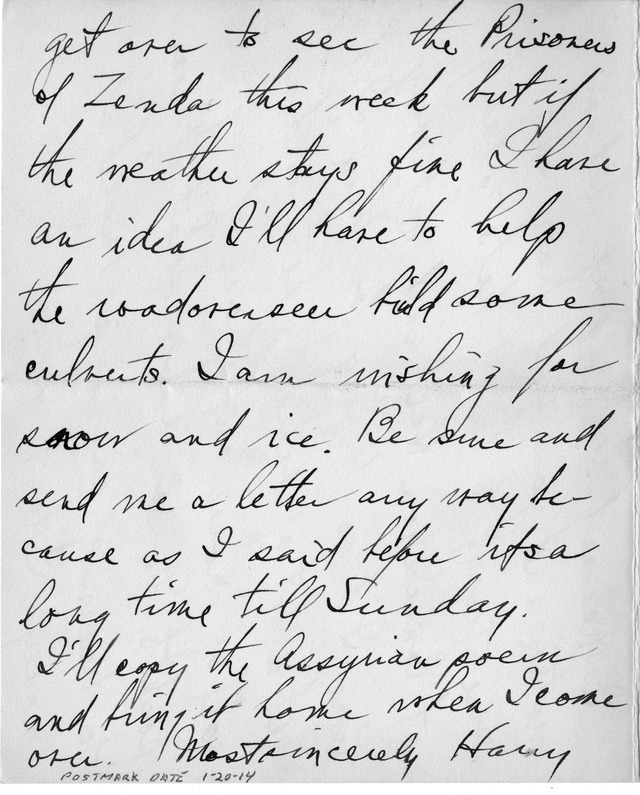 Letter from Harry S. Truman to Bess Wallace