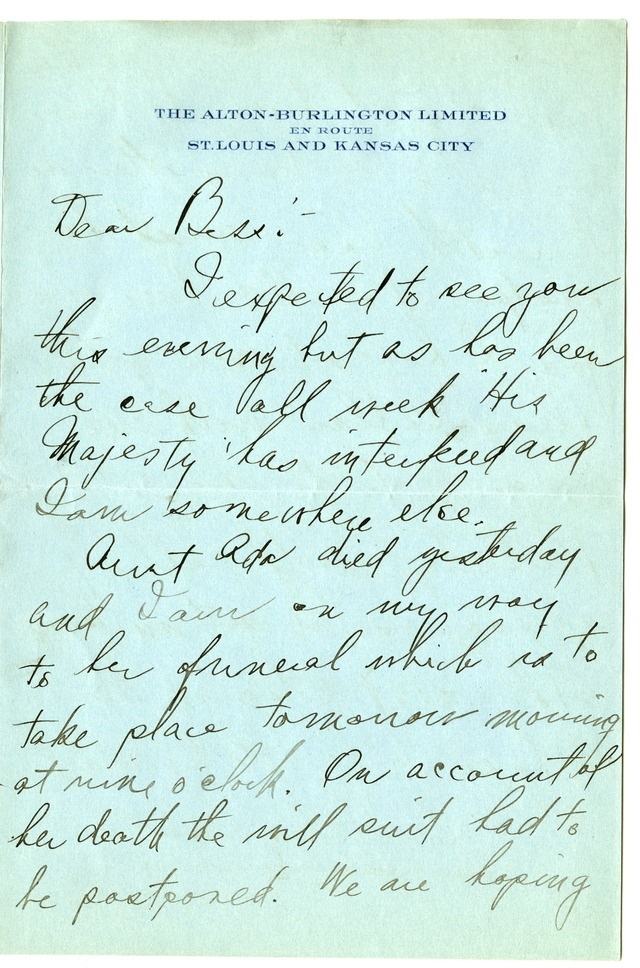 Letter from Harry S. Truman to Bess Wallace