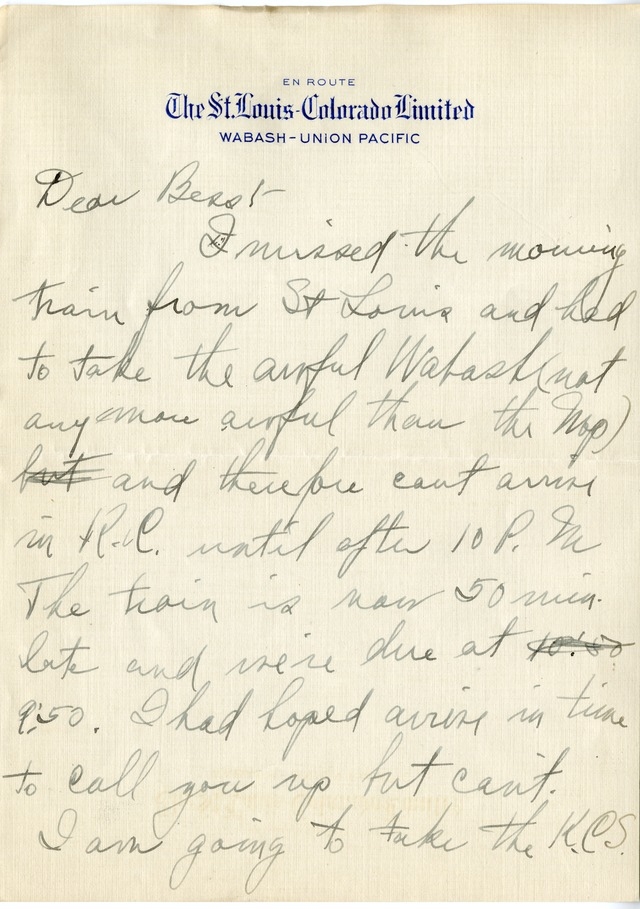 Letter from Harry S. Truman to Bess Wallace