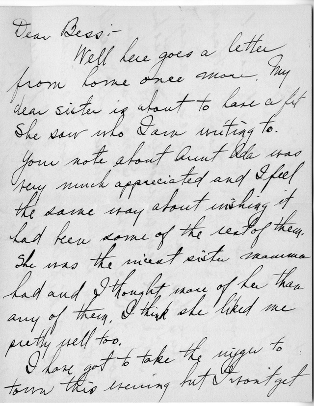 Letter from Harry S. Truman to Bess Wallace