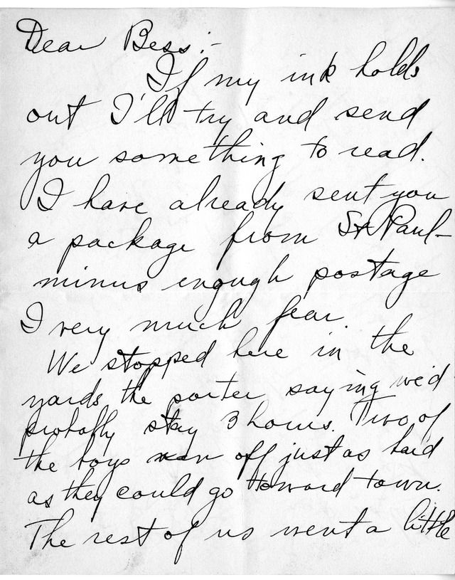 Letter from Harry S. Truman to Bess Wallace